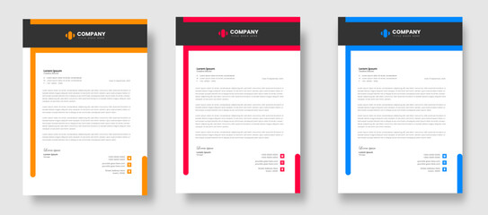 corporate modern letterhead design template set with yellow, blue and red color. creative modern letter head design templates for your project. letterhead design. letter head design.
