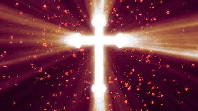 Christian cross with light rays