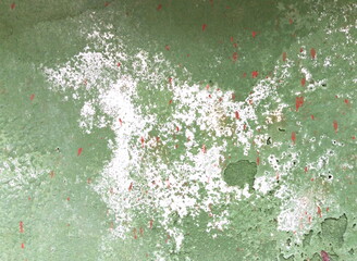 Closeup of peeling painted old wall