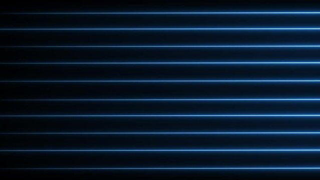 Bright neon blue horizontal laser lines animated on black background. 