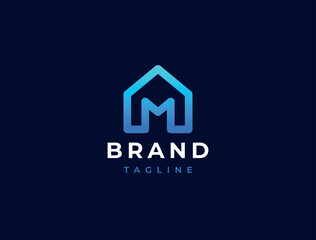 Letter M logo template. House shape logotype. Vector icon. - 532719898