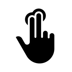Double finger touch black glyph icon. Multi touch technology. Touch screen navigation. Smartphone display control. Silhouette symbol on white space. Solid pictogram. Vector isolated illustration