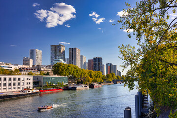 Beautiful scenery of Paris by the Seine river at autumn, France