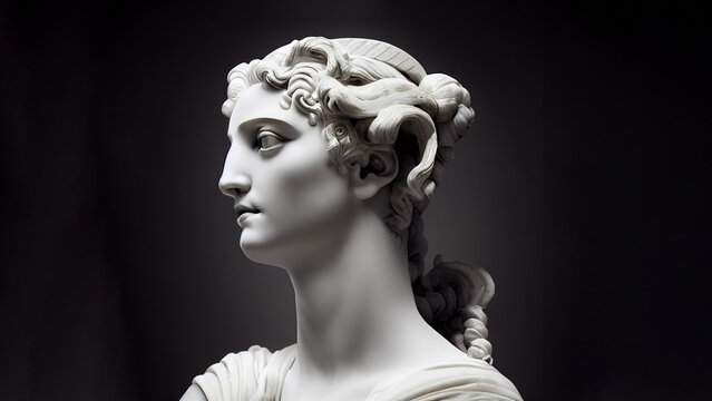 Greek Goddess Artemis Stone Bust Copy Stock Photo - Download Image