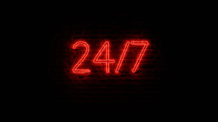 Red Neon 247 with Brick Background