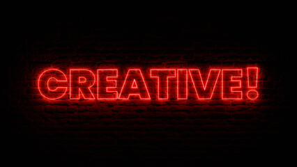 Red Neon Creative with Brick Background