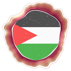Palestine flag in frame. Badge of the country. Layered circular sign around Palestine flag. Powerful vector illustration.