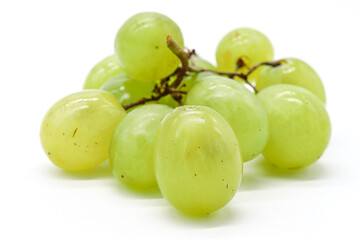 bunch of green grapes on white background