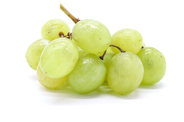 bunch of green grapes on white background