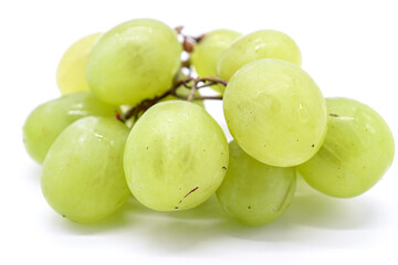 bunch of green grapes on white background