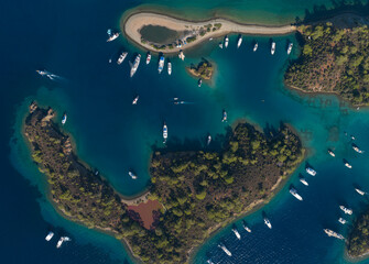 Turkish Maldives Yassica Islands Drone Photo, Gocek Mugla, Turkey