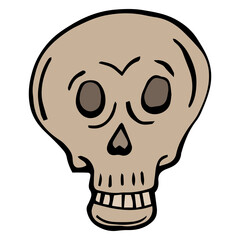 Hand drawn skull head. Doodle sketch style. Drawing line simple skull icon. Isolated vector illustration.