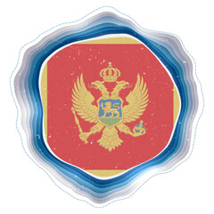 Montenegro flag in frame. Badge of the country. Layered circular sign around Montenegro flag. Neat vector illustration.