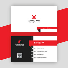 Professional elegant white and black and red modern business card