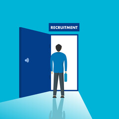 human resources to manage the recruitment of new people for replacement concept, new employees enter the office to get a new job. Welcome employees.