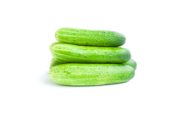 Fresh green cucumbers isolated on white background, Organic vegetables, Herbal plant, Food ingredient