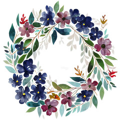 Hygge christmas watercolor floral wreath 