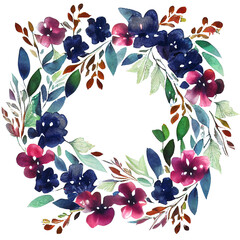 Hygge christmas watercolor floral wreath 