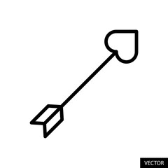 Cupid's arrow, Cherub's arrow, Heart arrow vector icon in line style design for website design, app, UI, isolated on white background. Editable stroke. Vector illustration.