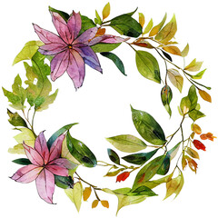 Hygge christmas watercolor floral wreath 