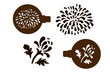Two stencils for decorating confectionery and silhouettes of flowers