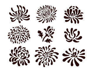 Aster and dahlia needle flowers stencil