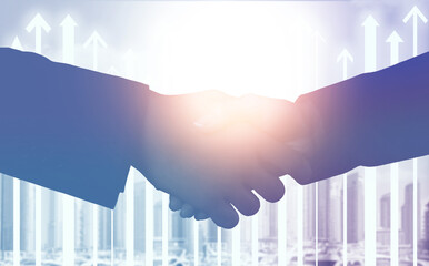 Business handshake on abstract background. Partnership and teamwork concept