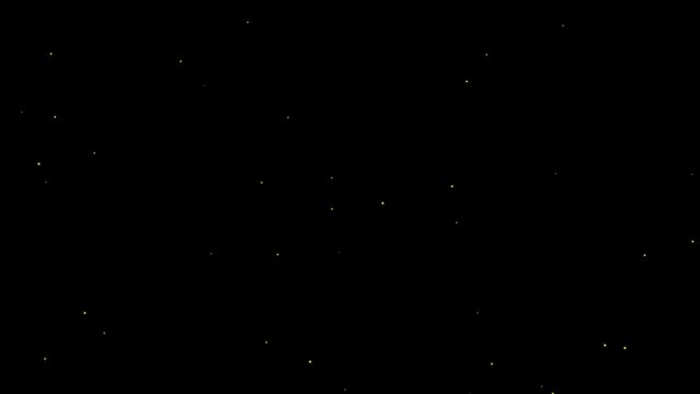 Swarm of fireflies. Set of 2. Black background. Overlay. Isolated flying insects. 23,98 fps