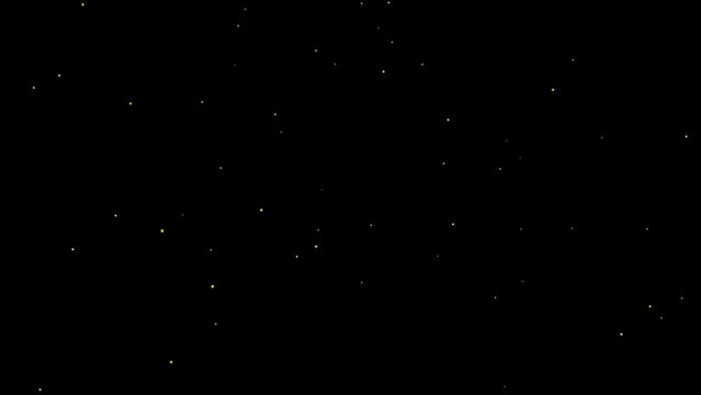 Swarm of fireflies. Set of 2. Black background. Overlay. Isolated flying insects. 59,94 fps