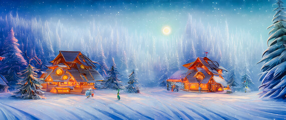 Fototapeta na wymiar Artistic concept painting of a Christmas festive outdoor, background 3d illustration.