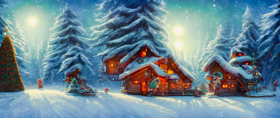 Artistic concept painting of a Christmas festive outdoor, background 3d illustration.