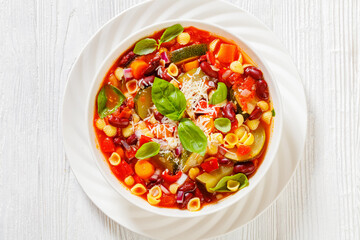 italian minestrone with beans, zucchini and pasta