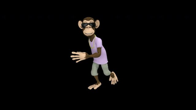Cool monkey dance - 3d render looped with alpha channel.