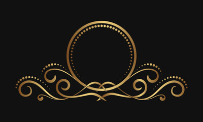 vintage ornament, logo border, gold decoration