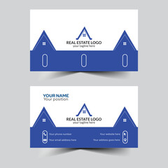 professional modern blue and white real estate business card template