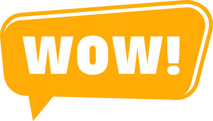 wow word in speech bubble. flat simple style trend modern logotype minimal graphic art sticker design isolated on purple. concept of surprise in internet communication or expression of wonder