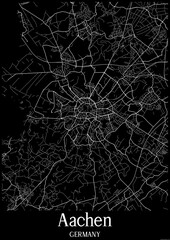 Black and White city map poster of Aachen Germany.