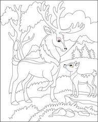 funny deer coloring page  for kids 