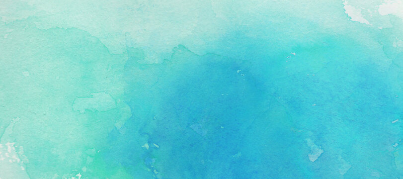 静謐な森をイメージした青緑色の水彩背景　背景イラスト　テクスチャ素材
