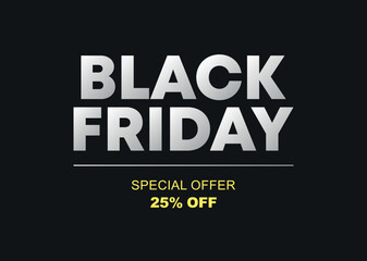 25% off. Special Offer Black Friday. Vector illustration price discount. Campaign for stores, retail