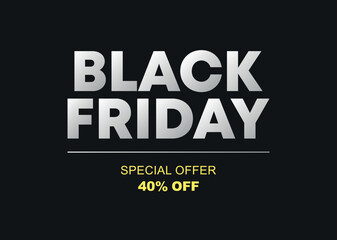 40% off. Special Offer Black Friday. Vector illustration price discount. Campaign for stores, retail