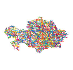 vector illustration of multicolored abstract striped map of Kazakhstan