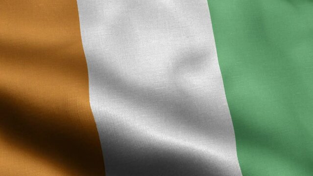 Flag Of Cote d'ivoire - Cote d'ivoire Flag High Detail - National flag Cote d'ivoire wave Pattern loopable Elements - Fabric texture and endless loop - Highly Detailed Flag - The flag of fluttering