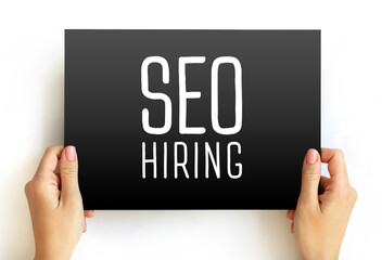 Seo Hiring text on card, concept background