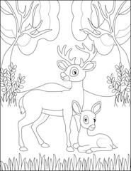 funny deer coloring page for kids