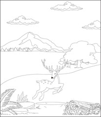 funny deer coloring page for kids