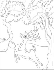 funny deer coloring page for kids