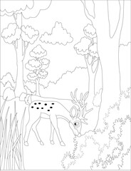 funny deer coloring page for kids