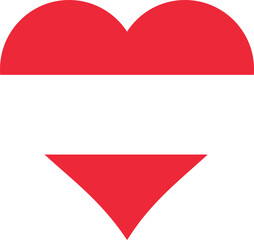 Austria Heart Flag. Transparent PNG Flattened JPEG JPG. Austrian Love Shape Country Nation National Flag. Republic of Austria Banner Icon Sign Symbol.