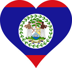 Obraz premium Belize Heart Flag. Transparent PNG Flattened JPEG JPG. Belizean Love Shape Country Nation National Flag. B'zean Banner Icon Sign Symbol.